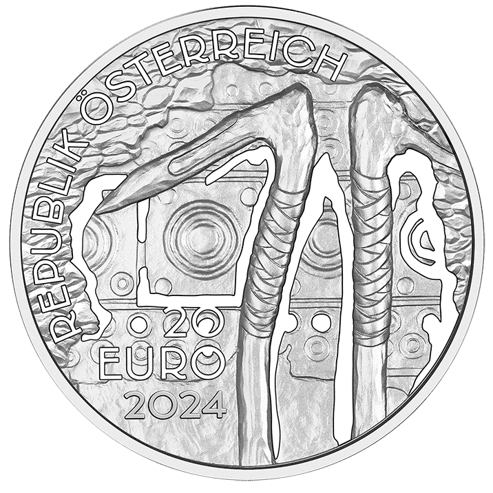 20-Euro-Silbermünze Bergbau Wertseite