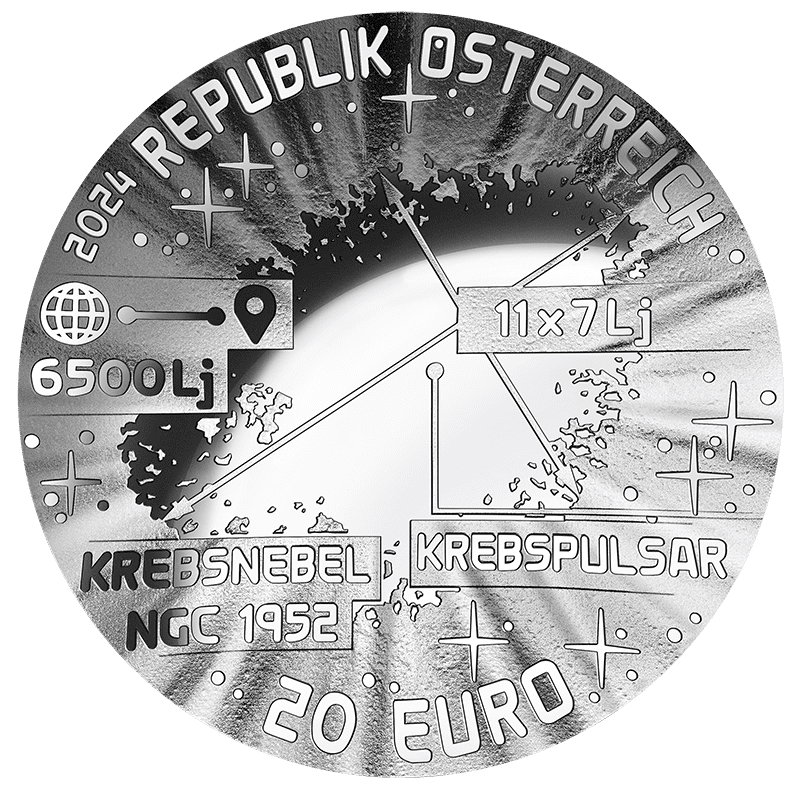 20-Euro-Silbermünze Supernova Wertseite