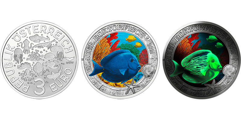 2024 3 Euro Blauer Doktorfisch