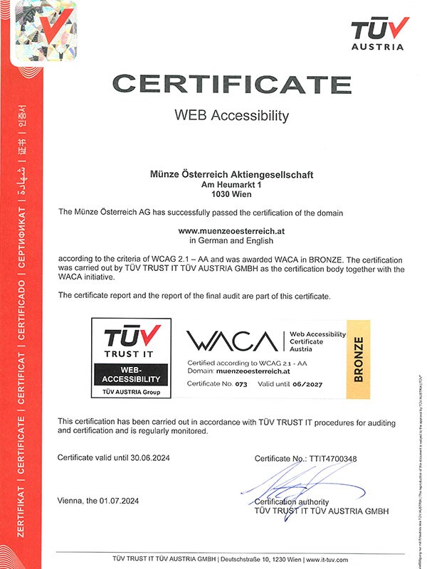 TUEV - WACA certificate Web Accessibility
