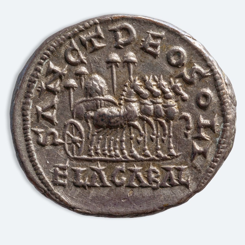 Historische Münze mit Reitern