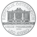 1 ounce fine silver Vienna Philharmonic value side