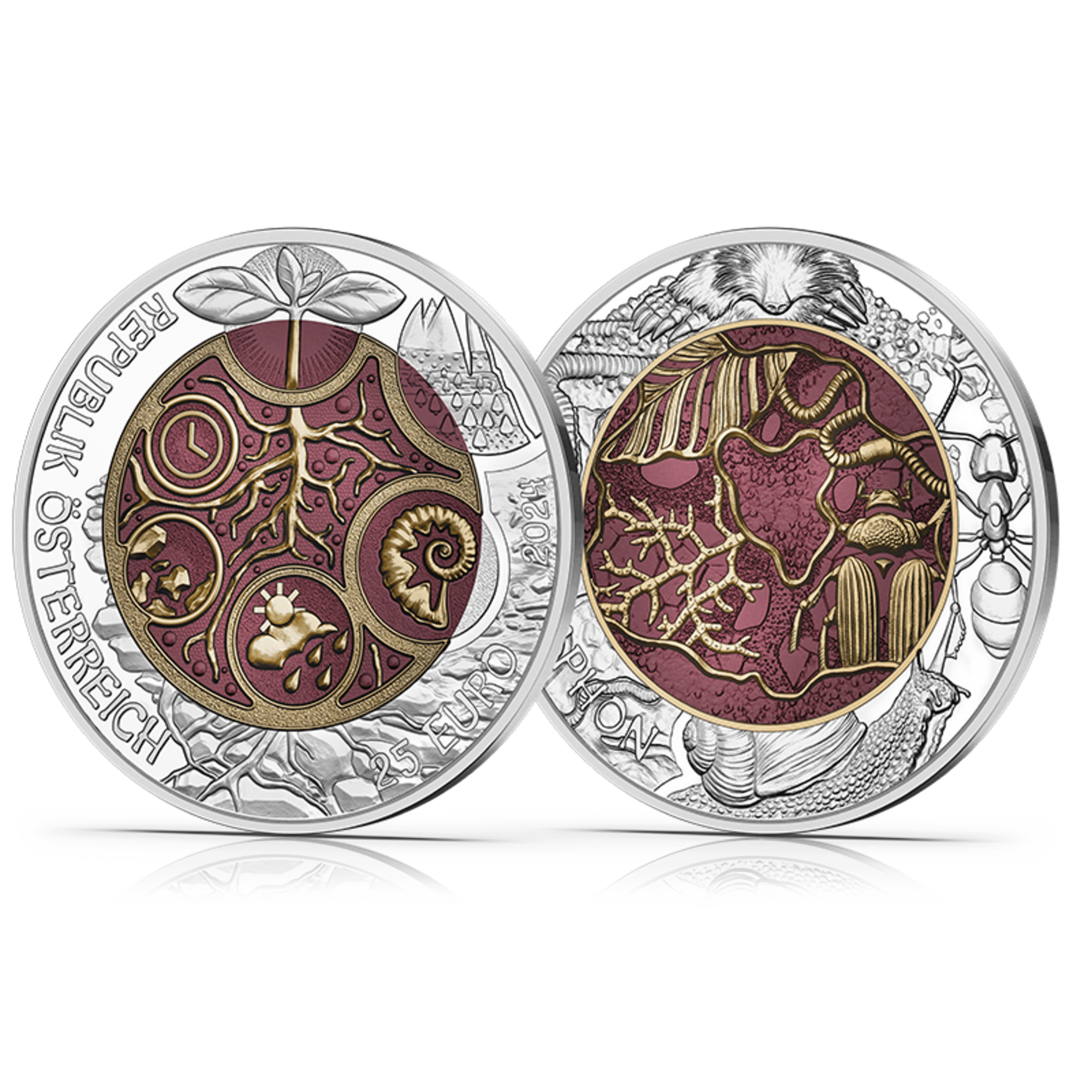25-Euro-Münze Edaphon Vorderseiten und Rückseite