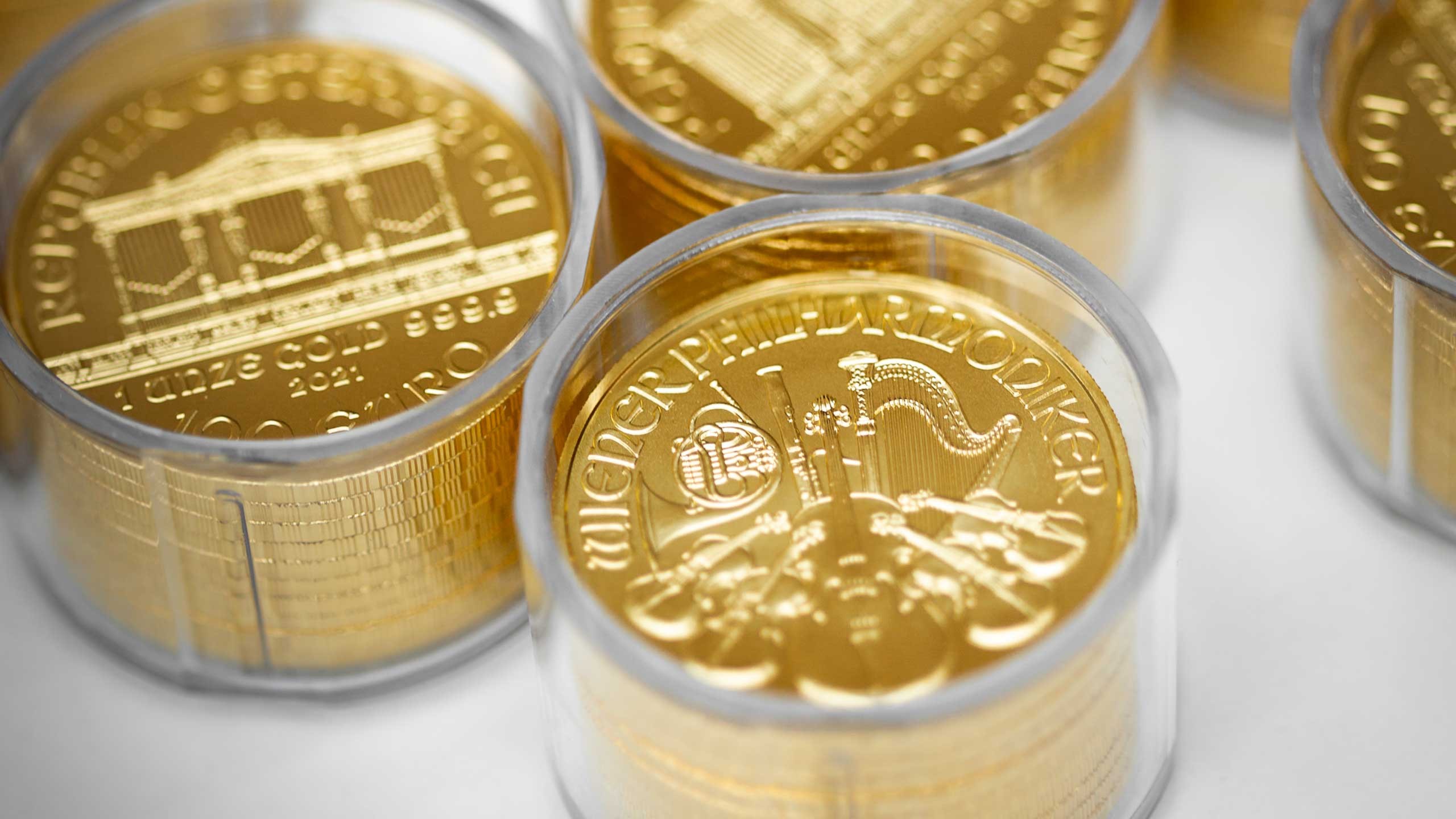 Wiener Philharmoniker-Münzen in Gold in Tubes