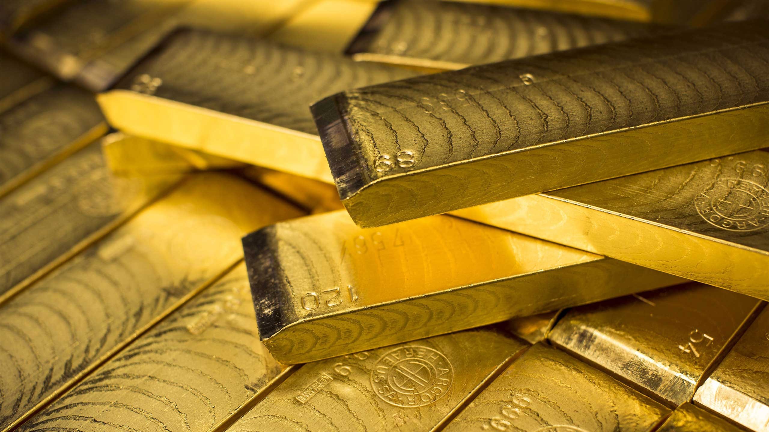 Gold bars stacked