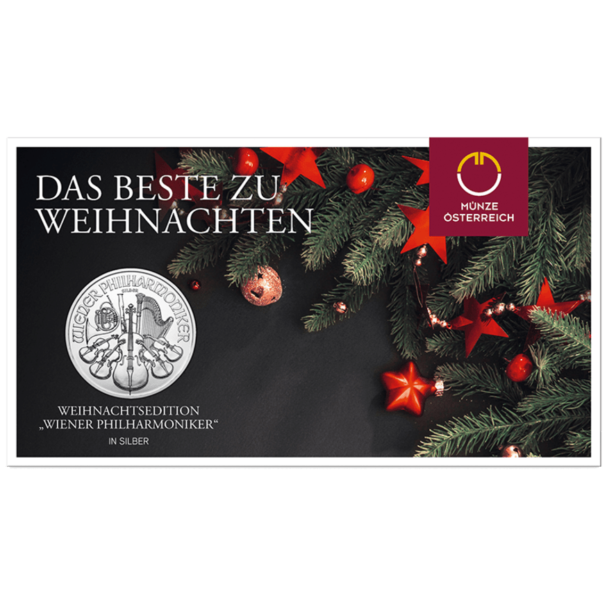 2024 Weihnachtsedition Wiener Philharmoniker 1 Unze in Silber im Blister verpackt