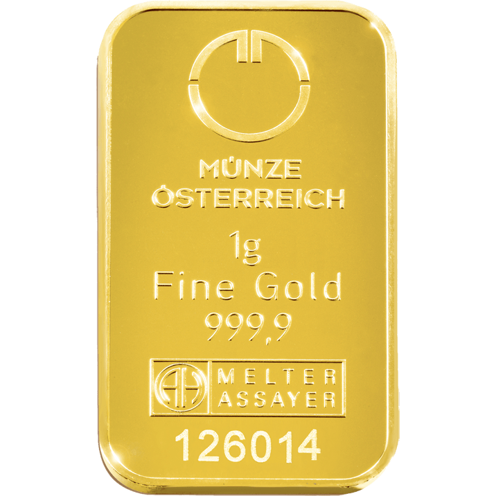 1 Gramm Goldbarren Münze Österreich Kinebar