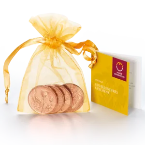 Blumenmünzen in Kupfer im Set stehend