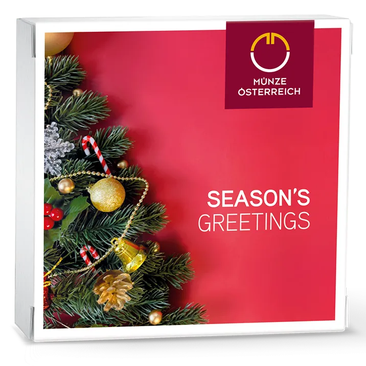 Season's Greeting Weihnachts-Geschenkverpackung Englisch Vorderansicht