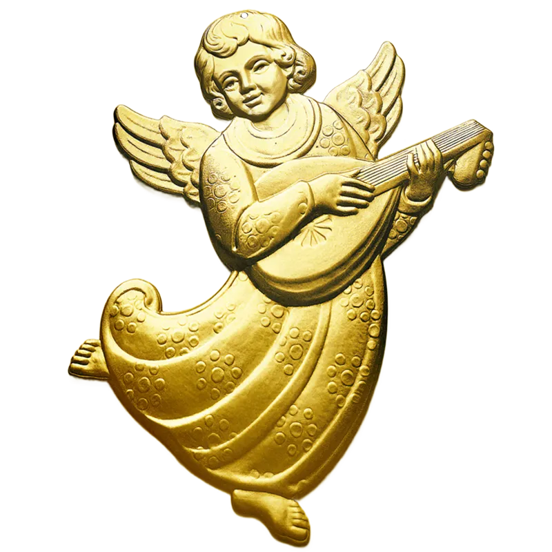 Engel-Anhänger Mandoline aus Messing - Weihnachtsschmuck von Münze Österreich