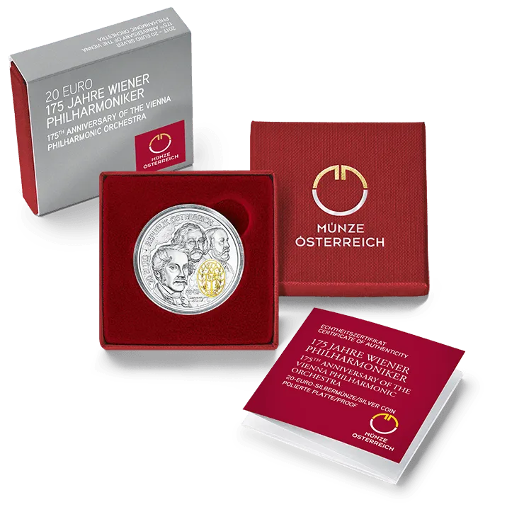 20-Euromuenze 175 Jahre Wiener Philharmoniker Etui