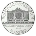 Platinmünze Avers-Seite mit Aufschrift 'Republik Österreich', 1/25 Unze Platin , Jahr 2026, 4 Euro. Abgebildet ist die große Orgel des Konzertsaals der Wiener Philharmoniker